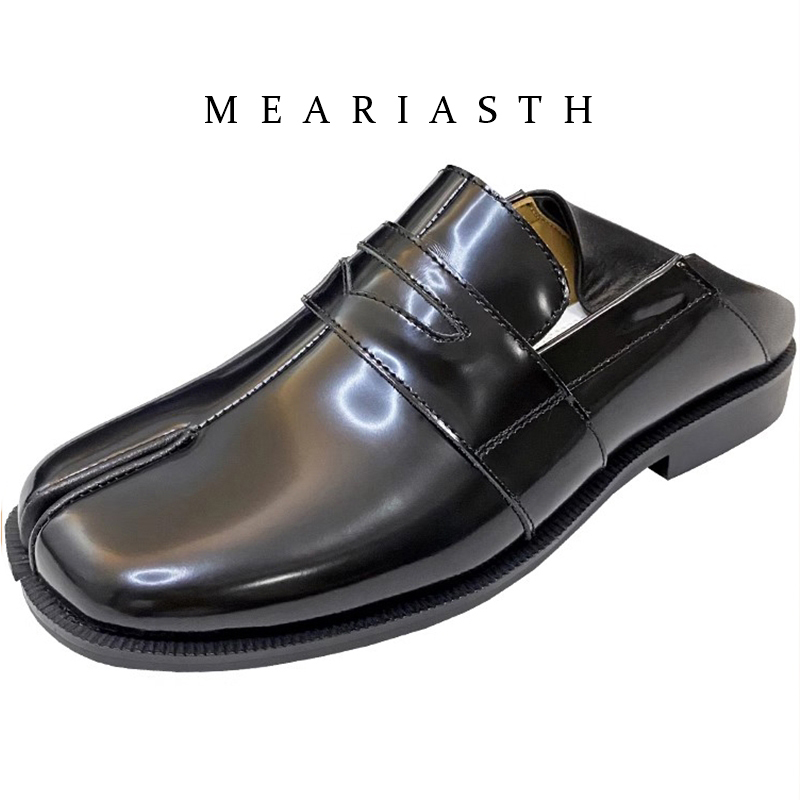 Men'S Shoes Wide Width - Mocassins Tabi noirs en cuir verni