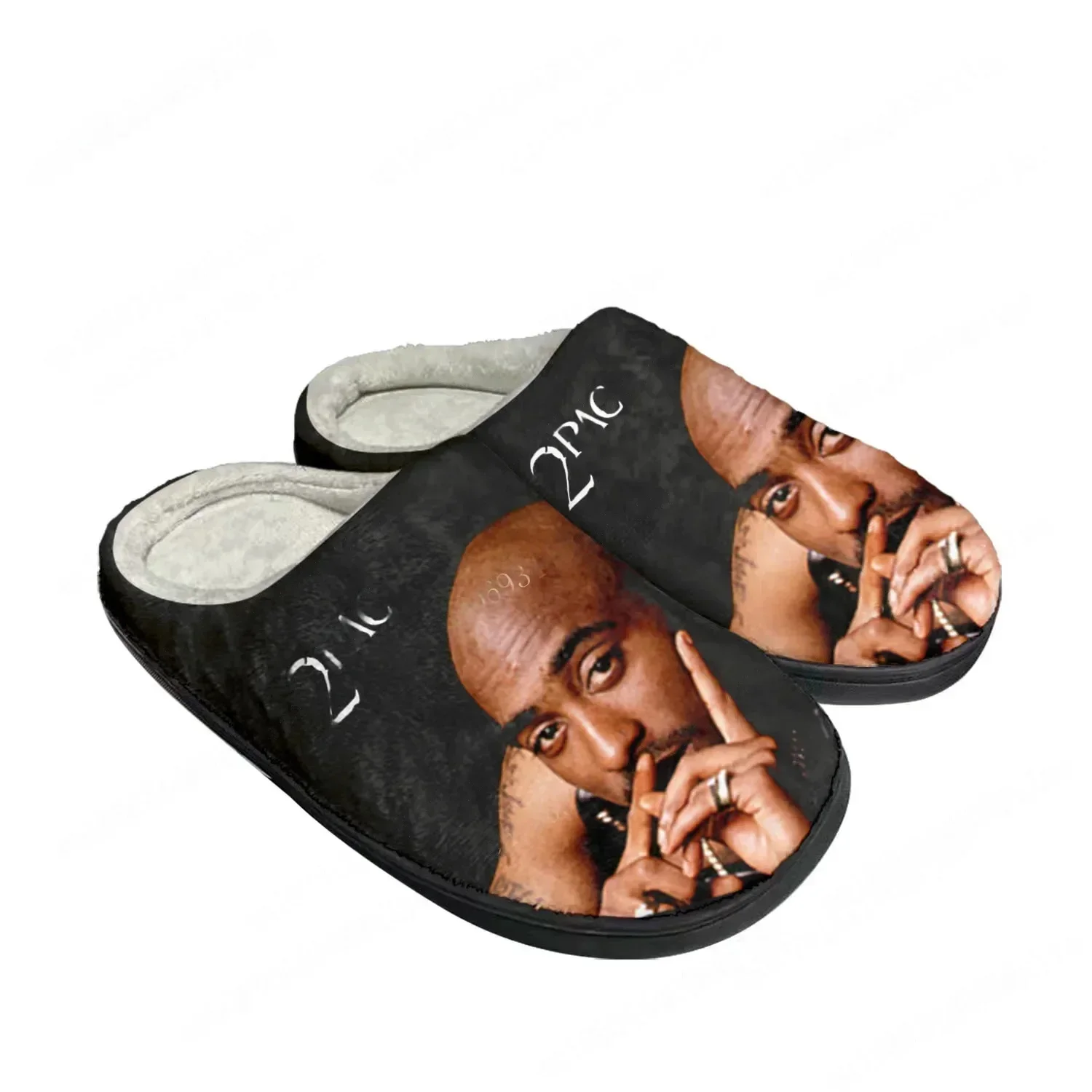 Men Shoes Black - Pantoufles personnalisées en coton 2Pac Hip