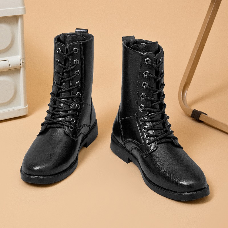 Bottes en cuir à tige haute, b - Men Shoes Black avis et prix