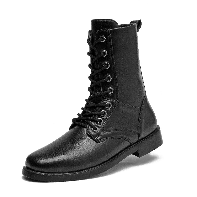 Bottes en cuir à tige haute, b - Men Shoes Black avis et prix